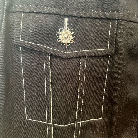 Dorothee Schumacher Black Denim Pearl Button Jacket Size 3 / M - Picture 3 of 16